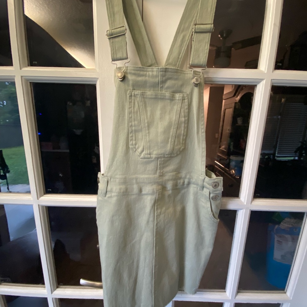 Olive green overall dress
